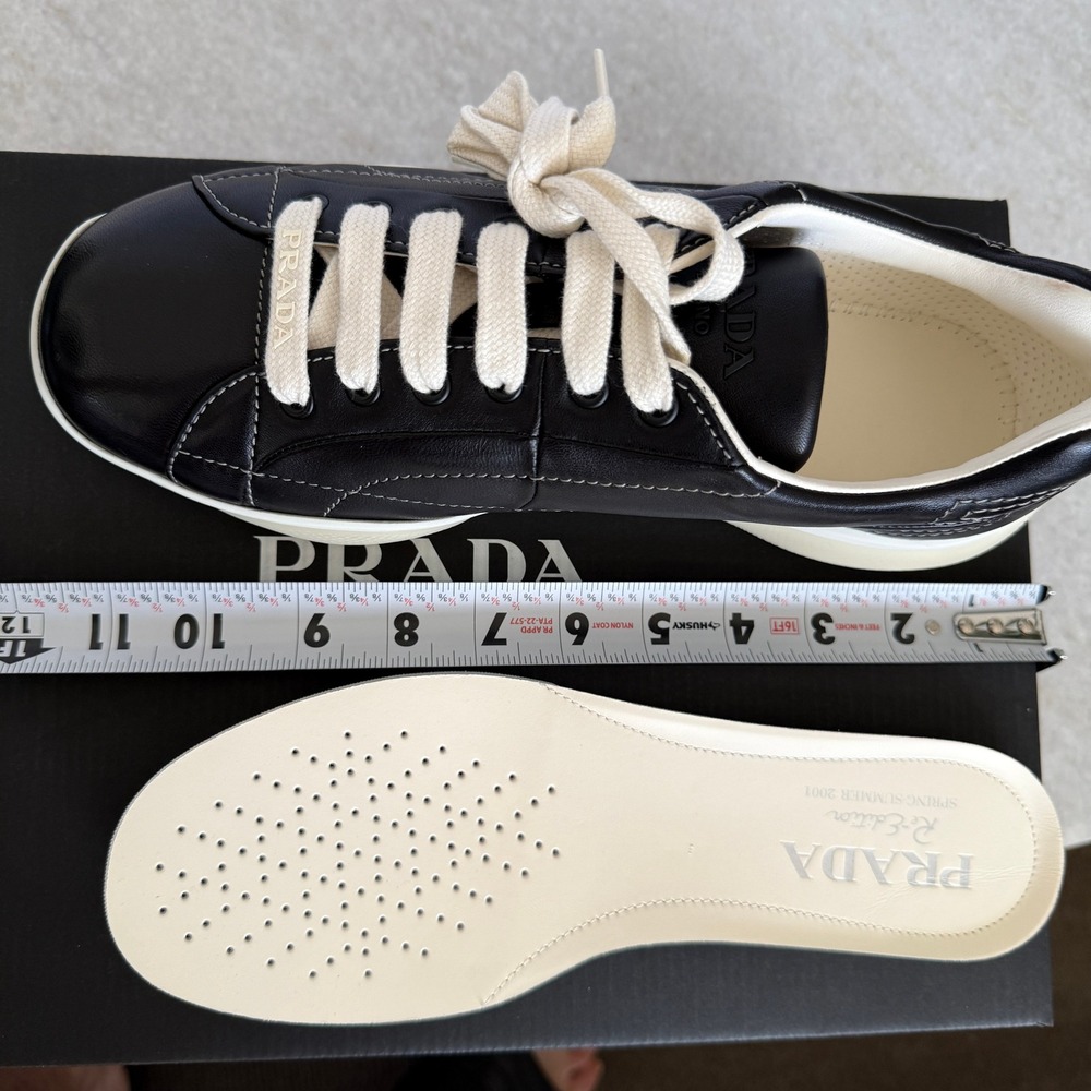 Prada re-edition Men's Black Nappa Leather Sneakers Shoes 2EE429, Size UK 7 - Picture 5 of 16